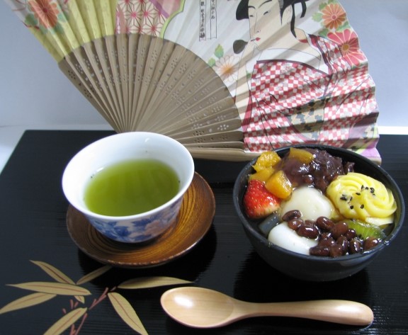 Anmitsu and Japanese tea