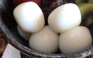 "Shiratama Dango" (sticky rice balls)