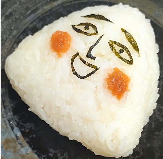 Onigiri with a painted face